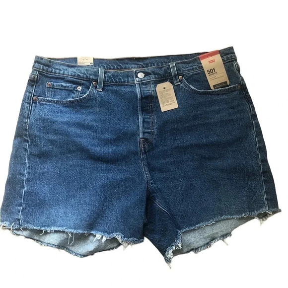 Levi's Salsa Mood Cut-Off Hem 501 Denim Shorts Medium Wash Size 18 & 22 NWT - Picture 1 of 7